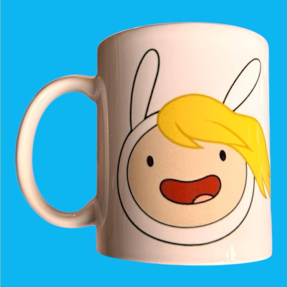 White 10oz Mug with Cartoon Character Design Fionna and Cake Adventure Time